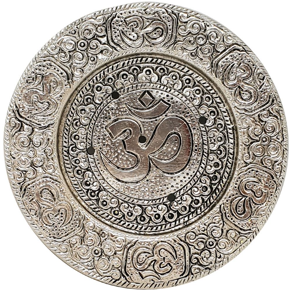 OM Round Aluminium Incense Burner - 12cm