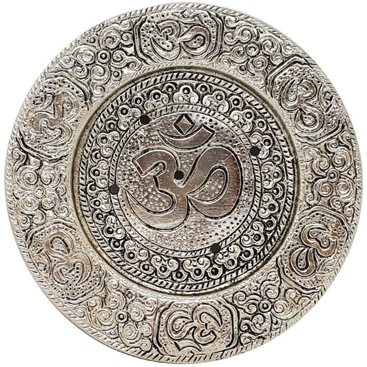 OM Round Aluminium Incense Burner - 12cm