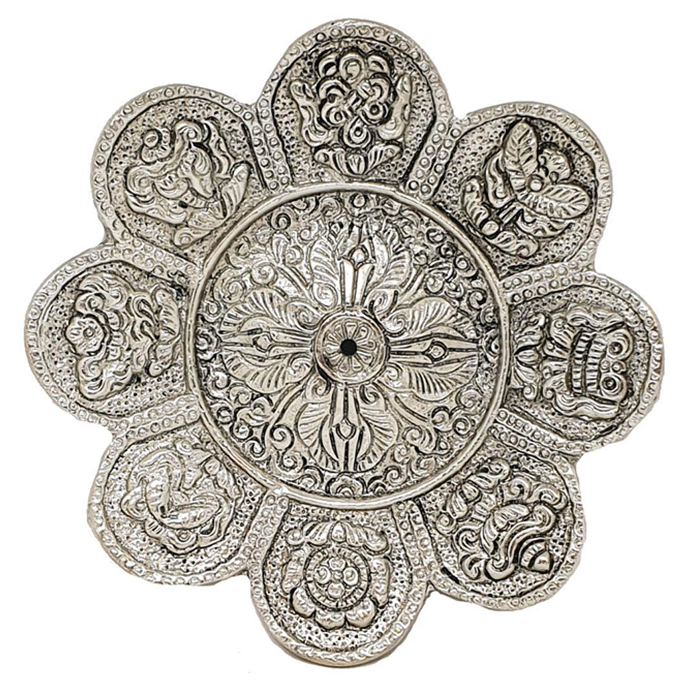8 Auspicious Symbols Aluminium Incense Burner 11.5cm