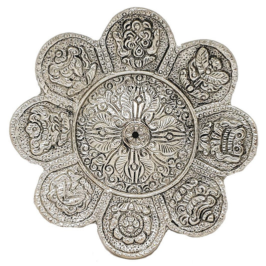 8 Auspicious Symbols Aluminium Incense Burner 11.5cm