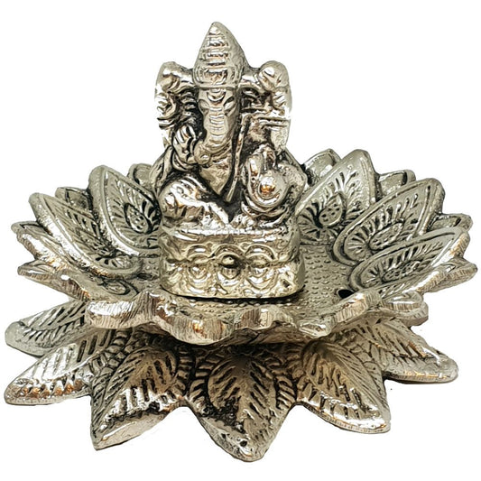 Ganesh Lotus Aluminium Incense Burner 6.5cm